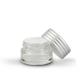 Clear Round Glass Jar with Ring Grooved Matte Silver Lid & Caska Seal