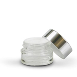 Clear Round Glass Jar with Smooth Shiny Silver Lid & Caska Seal