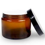 Amber Round Glass Jar with Black Lid & Caska Seal