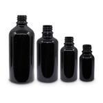 Black Boston Round Tamper-Evident Glass Bottles