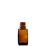 Amber 15ml SQUARE Shoulder Boston Round Glass Bottle (18mm neck)
