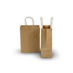 Carton of 250 Small Brown Kraft Recyclable Paper Bags 16cm (W) X 22cm (H) + 8cm (G)