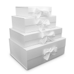 Ice Foldable Rigid Boxes with White Ribbon