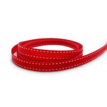 10mm Red + White Saddle Stitch Grosgrain Ribbon - 50M Roll